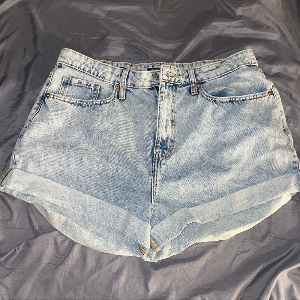 Blue Jean Shorts High-Waisted Cuffed